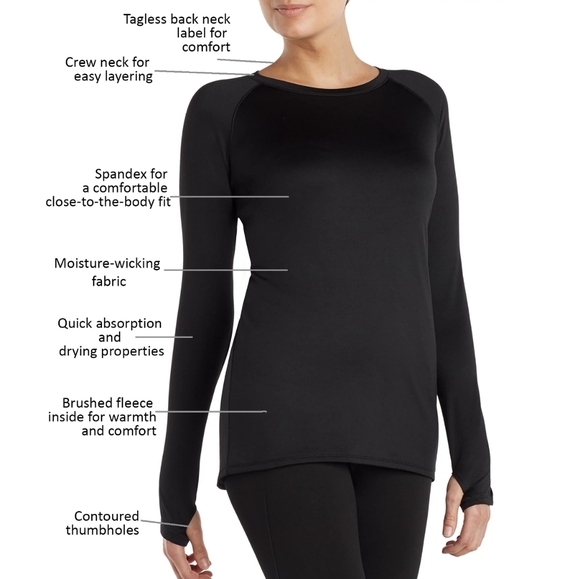 Cuddl Duds Women's Plush Warmth Crew Neck Base Layer Top - Picture 3 of 6
